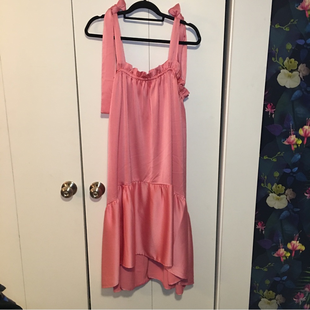 Eloquii Trapeze Dress with Tie Shoulder Pink Size 18/20 Preowned